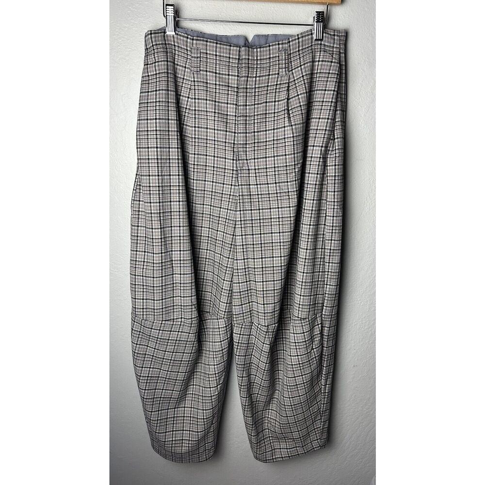 Free People Plaid Trousers - Gray and Black